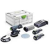 Festool Akku-Exzenterschleifer ETSC 125 3,0 I-Plus (mit Akkupacks BP 18 Li 3,0, Schnellladegerät, Schleifteller, Protector, Longlife-Staubfangbeutel), im Systainer