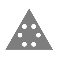Ein Dreieck ist in grauer Farbe abgebildet. Dazu befinden sich im Inneren sechs Punkte die in weiß gehalten sind.
